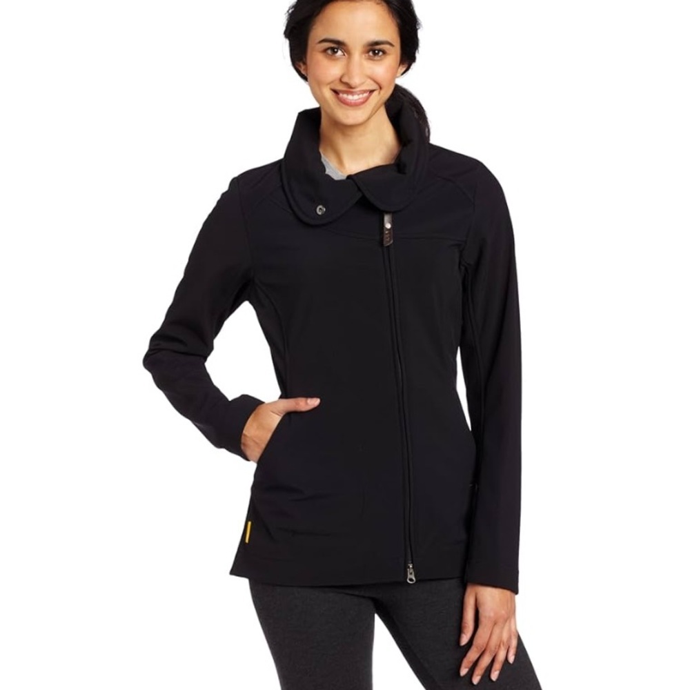 Lole Women's Glisten Jacket Black with High Collar and Mid-Length Design M